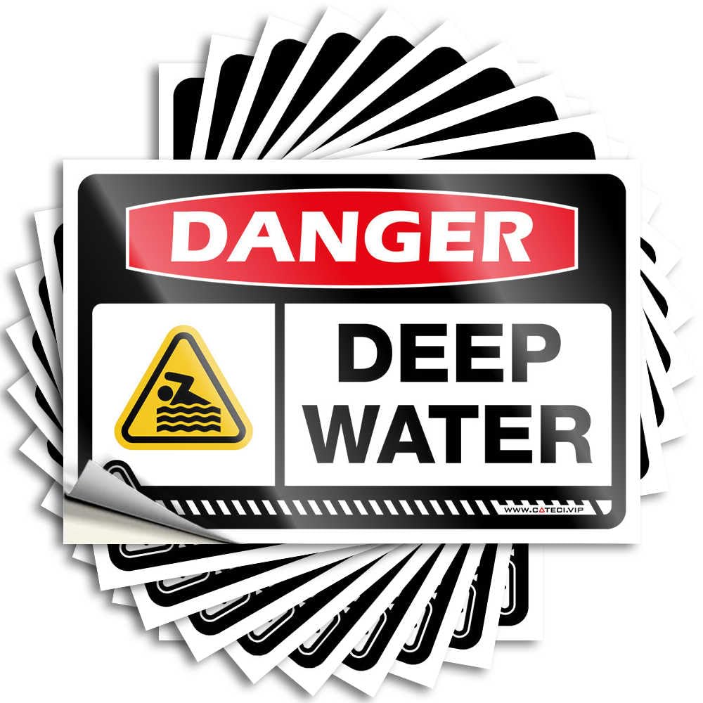 Big Decal, Vintage Bathroom Decor Water Danger Deep Water | Funny Quote Silicone Decals(6X9CM)