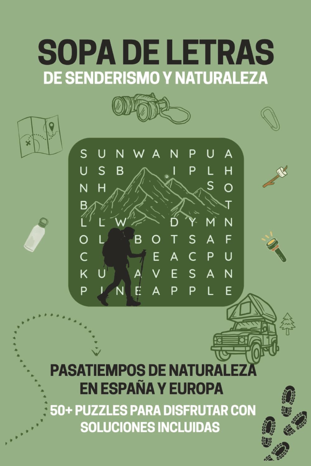 Sopa de Letras de Naturaleza y Senderismo en España y Europa: 55 Pasatiempos Relajantes con Soluciones | Actividades de Atención, Memoria y Concentración para Todas las Edades