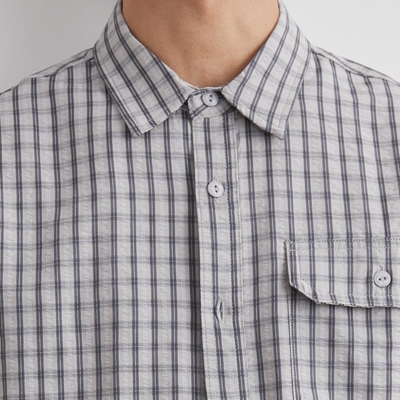 Men's American Vintage Plaid Shirts Spring Fall Long Sleeve Casual Coat with Pockets4