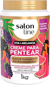 Salon Line, Creme para Pentear, Uva + Melancia Óleo de Tratamento Extraordinário, Vegano - Para Cabelos Ondulados, Cacheados e Crespos, 1kg