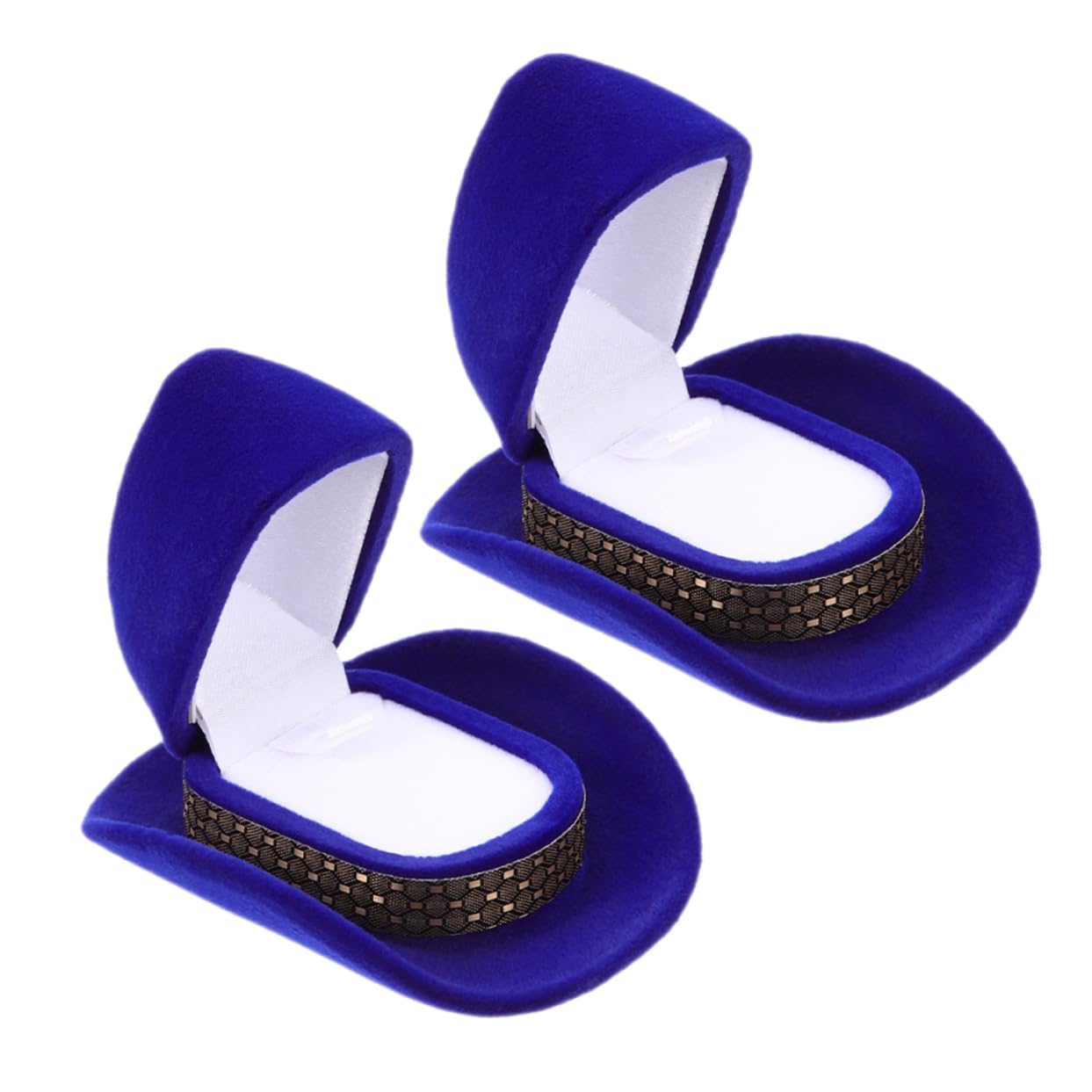 WOFASHPURET 2pcs Cowboy Hat Jewelry Boxes Unique Western Style Decorative Ring Display Holder Compact Jewelry Case for Travel Safe Material Peacock