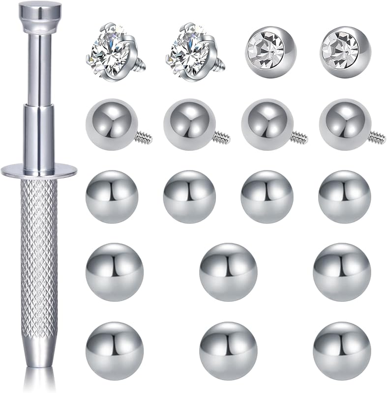 Ferramenta de inserção para piercing QWALIT com pegador de esferas e 20 esferas de reposição