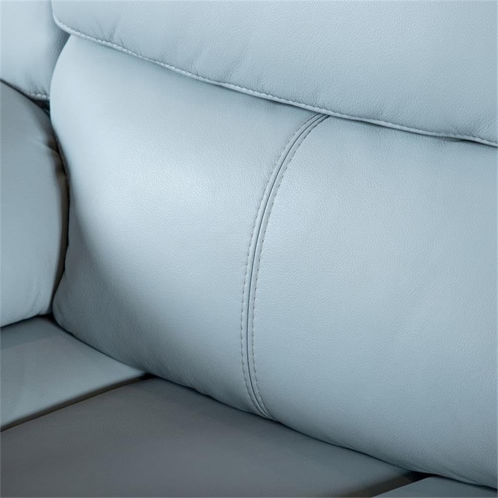 Pemberly Row Transitional Blue Leather Match Reclining Loveseat, 60 x 36 x 38.5 in, Manual Recliner, Pillow Top Arms, Pocketed Coil Cushions, FSC-Certified Frame, Living Room Two-Seater Sofa