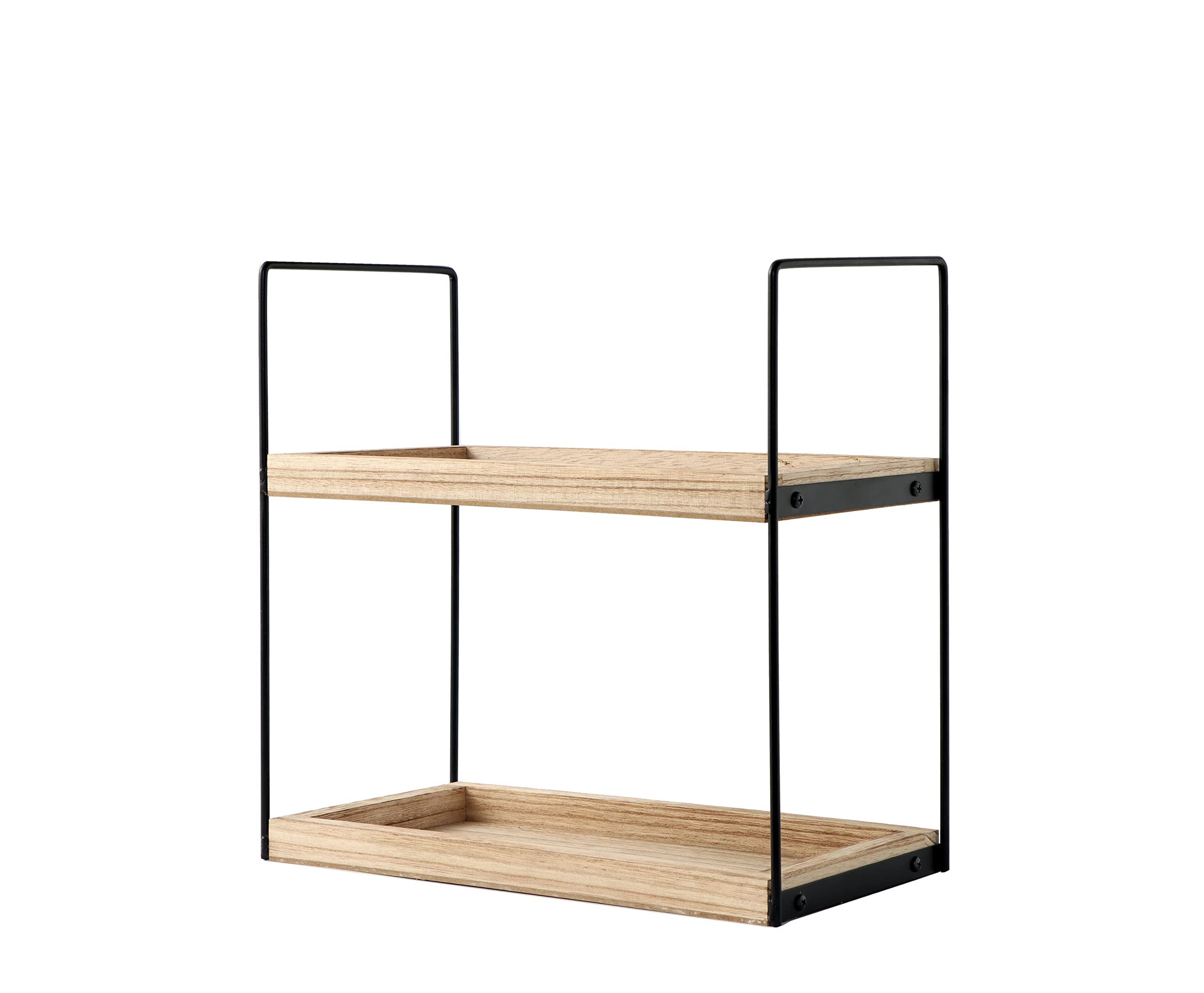 Makeup Organizer Countertop, Wooden Countertop Organizer for Bathroom, Kitchen, 2-Tier Standing Cosmetic Organizer Countertop, Bathroom Sink Organizer Countertop