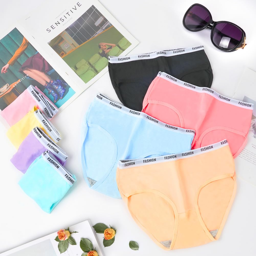 flintronic 8 Pezzi Mutandine Ragazze in Contone Slip in Bimbina Morbido a Vita Media Mutandine Sportive per Ragazze 10-15 Anni