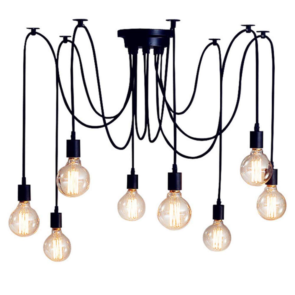 Lámpara de araña de 8 luces E27 XANAYXWJ industrial con altura ajustable para techo de comedor 8