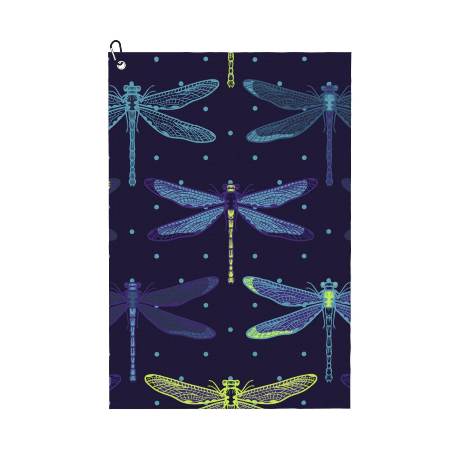 Hnnkloy Dragonflies, 16x24 in Portable Waffle Golf Towels with Carabiner Clip for Golf Bag