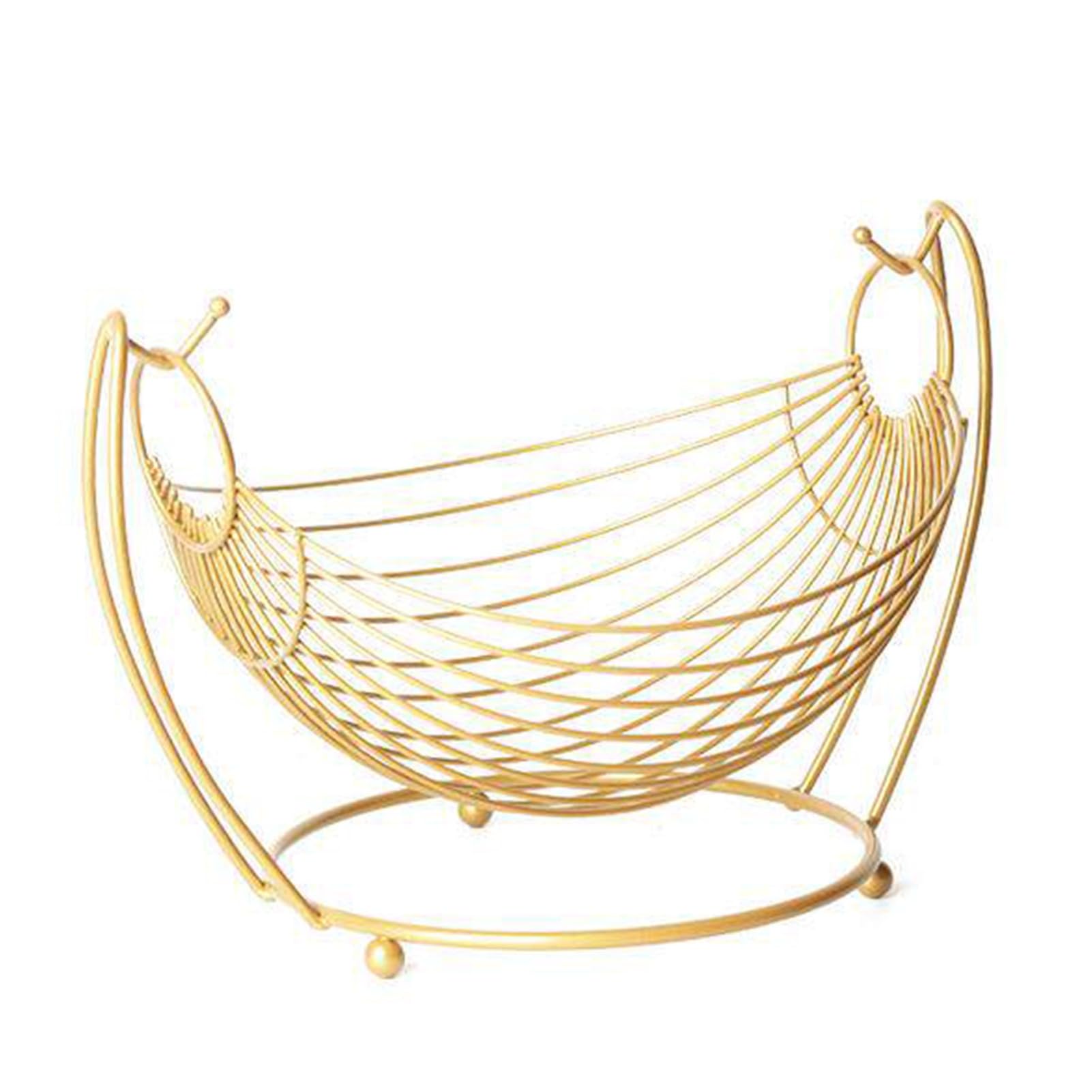 XCSDEW Iron Fruit Basket,Swinging Snack Tray,Hollowed-out Nut Storage Box,Suitable for Use On Living Room Coffee Tables(Gold)