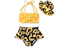 Adorable Baby Girl 2-Piece Swimsuit Set with Matching Sun Hat