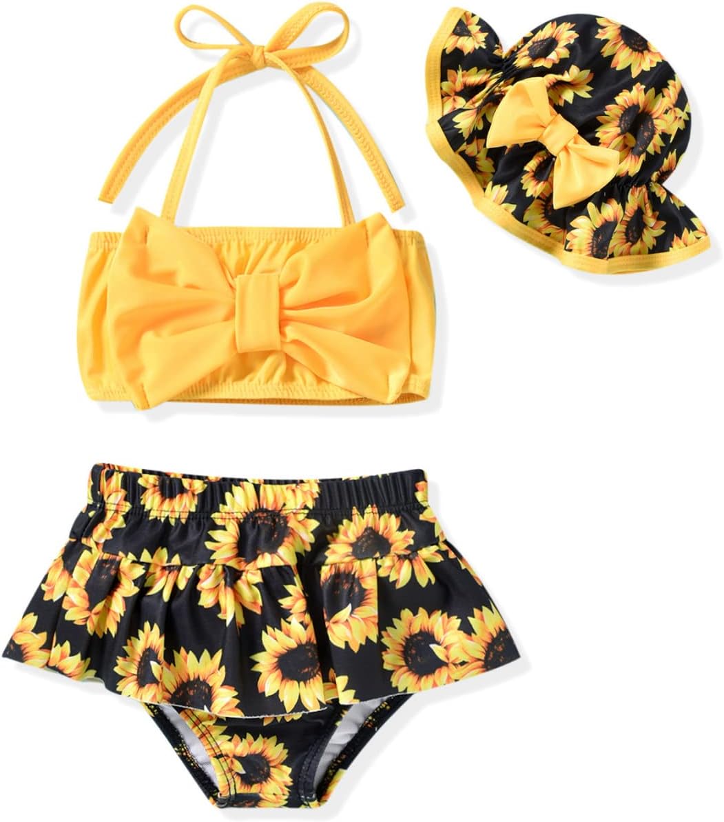 Baby Girl 2-Piece Bikini Swimsuit with Hat