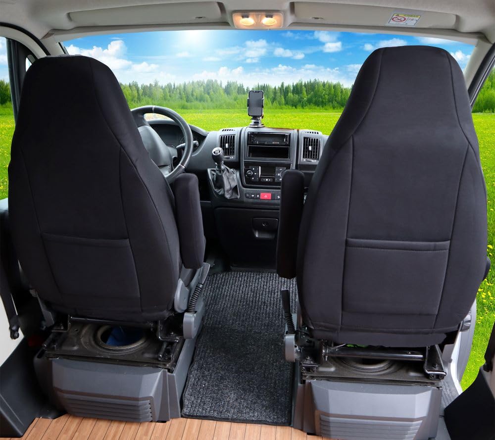 Bremer SITZBEZÜGE WPL404 Housses de Protection pour Camping-Car compatibles avec Fiat Ducato Citroën Jumper Peugeot Boxer en Noir
