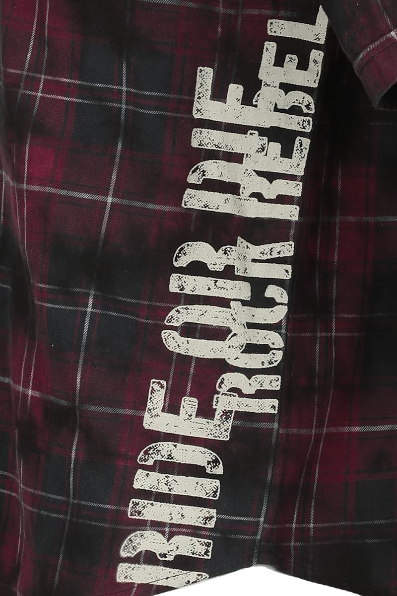 Rock Rebel by EMP Hombre Camisa de Manga Corta Multicolor con Estampado de Cuadros Tie-Dye