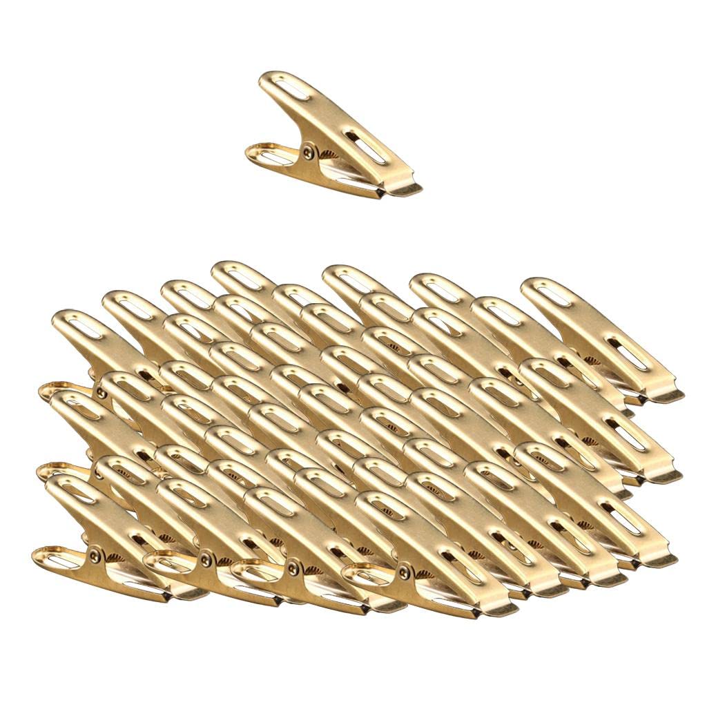 ATORSE® Flat Clip 40 Pieces Clamps Size:Approx. Approx. 48x20mm/1.89x0.78 in Color : Golden Material : Stainless Steel-image-2