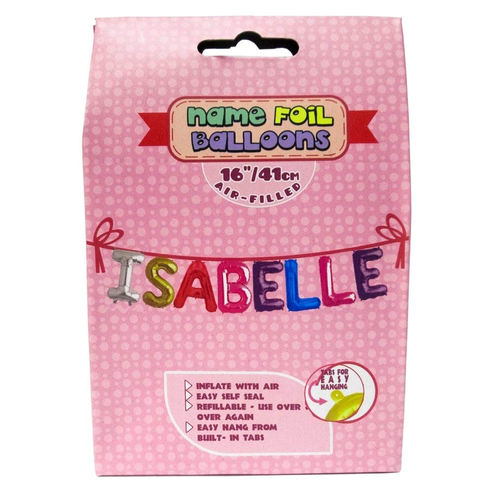 Royal County Name Foil Balloons 16"/41cm Air Filled Isabelle