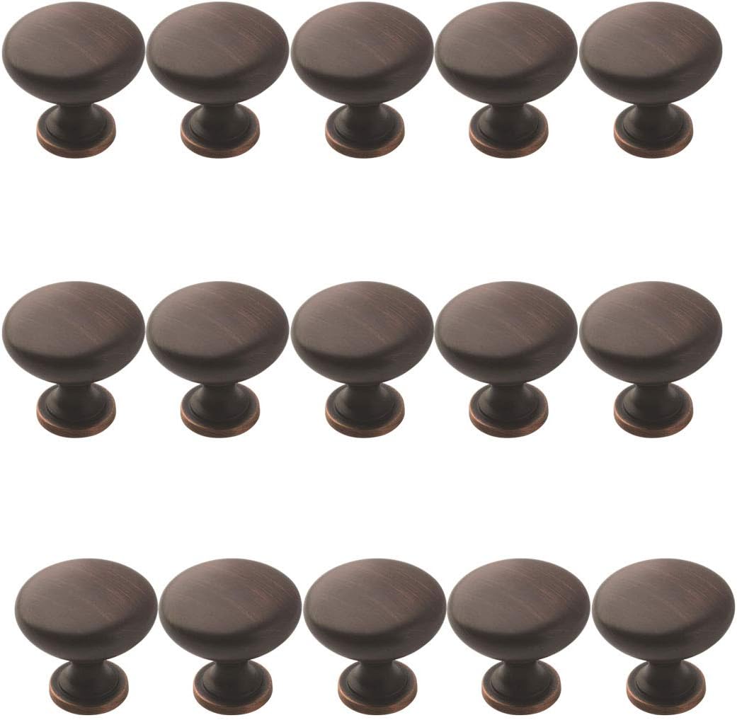 Litepak Cabinet Knob Mushroom Kitchen Furniture Handle Cupboard Door Pull 1.18", 30mm w/Screws (90-Pack, Black)