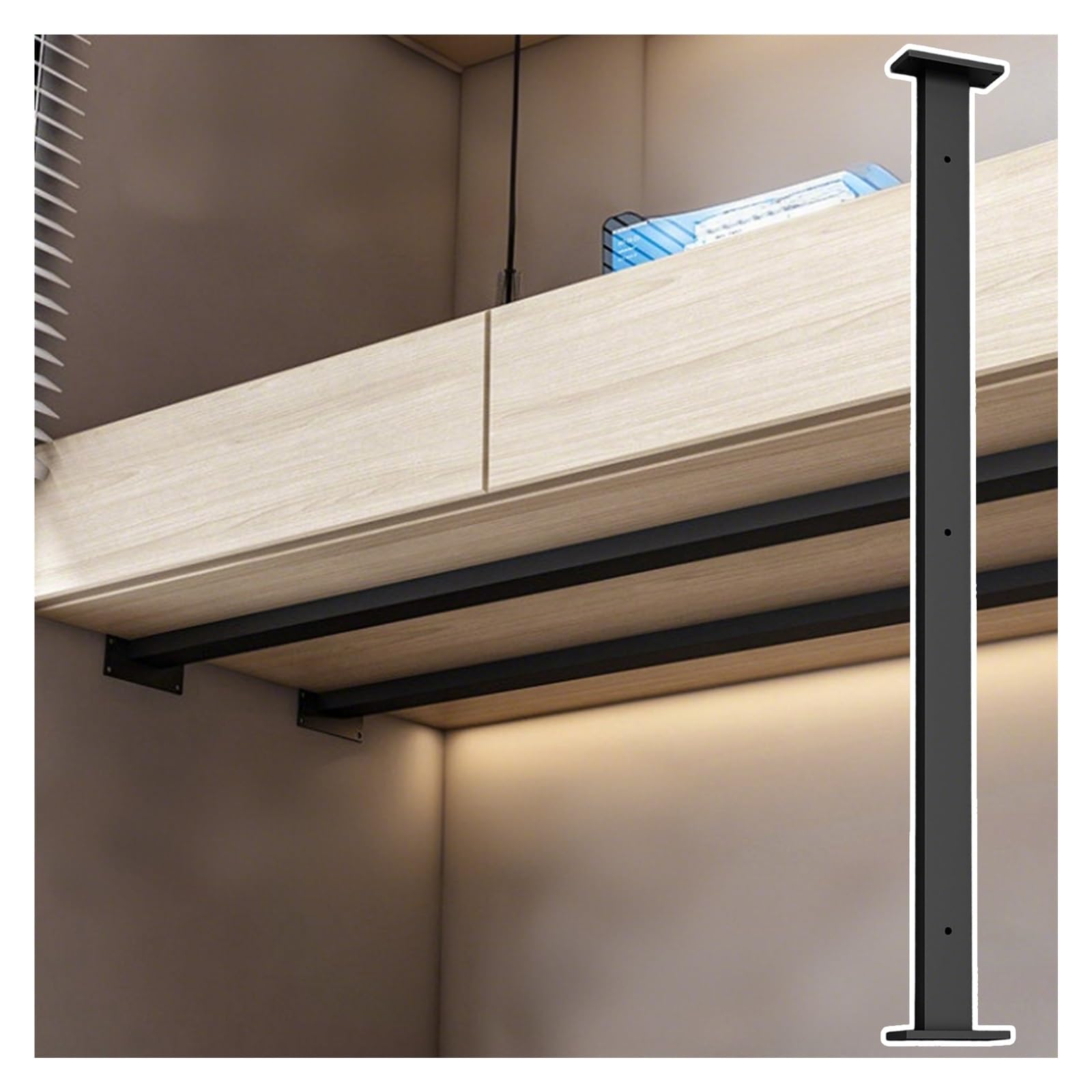 AMUFJJ escuadras para estanterias Soportes De Estante Personalizables para Colgar, Soporte De Pared De Hierro para Encimeras De Muebles/Soporte De Estante De Esquina(2 Pack,50cm (1.6ft))