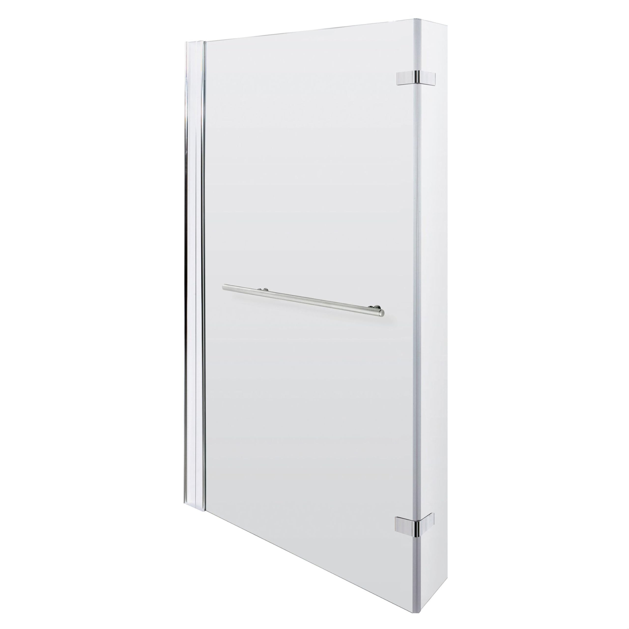 Balterley 815 x 1400mm L-Shaped Bath Shower Screen, Shower Screens for Baths with Towel Rail, 6mm Chrome Toughened Safety Bath Door Screen, Hinge Return Panel Reversible Door Screens (Chrome)
