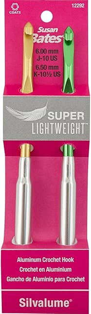 Susan Bates Silvalume Super Lightweight Aluminum Crochet Hook Set-Sizes J10 & K10.5