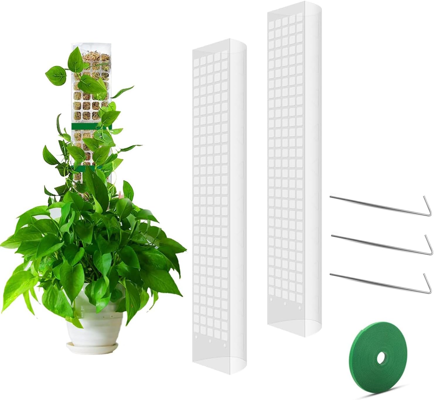 Angju 2pcs 60cm Plastic Moss Pole for Plants Monstera, Stackable Plant Support, Self-Watering Moss Sticks for Indoor Climbing Plants Work with Sphagnum Moss or Other Soil, Helping Plants Grow Upwards