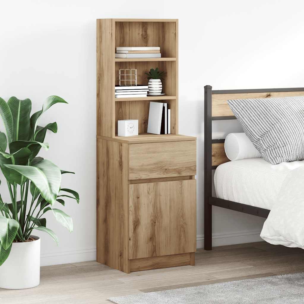 SXZenSpace 861318 Bedside Cabinet Artisan Oak 39x35x125 cm Engineered Wood Bedroom Cabinet,Storage Nightstand Side Table