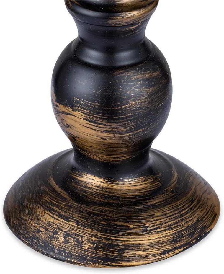 Sziqiqi Vintage Distressed Black Hurricane Candle Holders Set of 2, Versatile Metallic Pedestal Glass Floral Centerpiece Base for Wedding Party Home Fireplace Mantel Decoration 10.6in & 13in : Home & Kitchen
