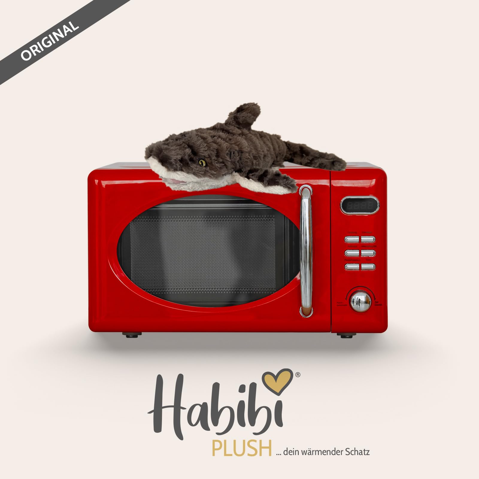 Habibi Plush Cuscino termico per bambini e adulti – 2046 squalo con riempimento di miglio, peluche termico per riscaldare nel forno a microonde/forno, ideale anche per bambini (squalo)