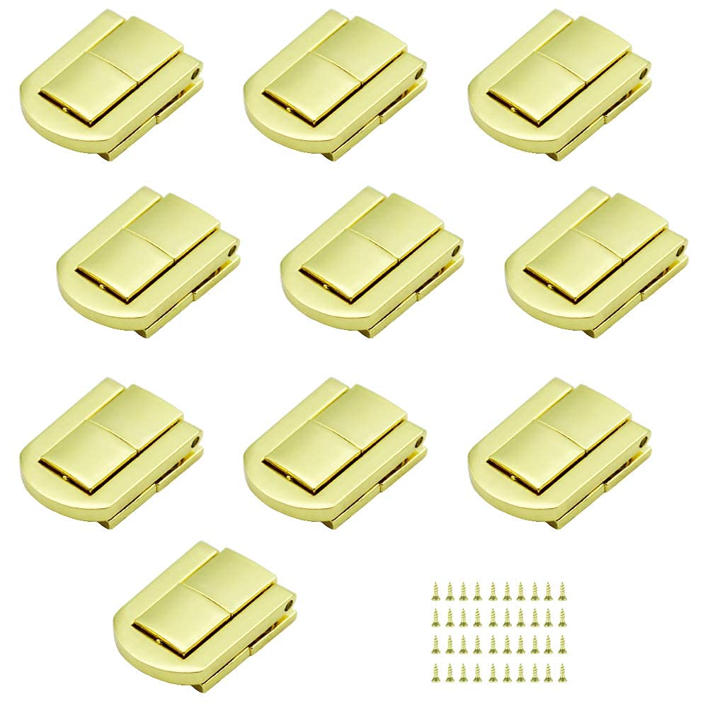 MEDBUDDY Small D Lock, Clasp Buckle Button with M2x8mm Screws for Purse, Bags, Clothes, Boxes and DIY Works Golden Colour Size 25x20mm (Pack of 18 with Screws)