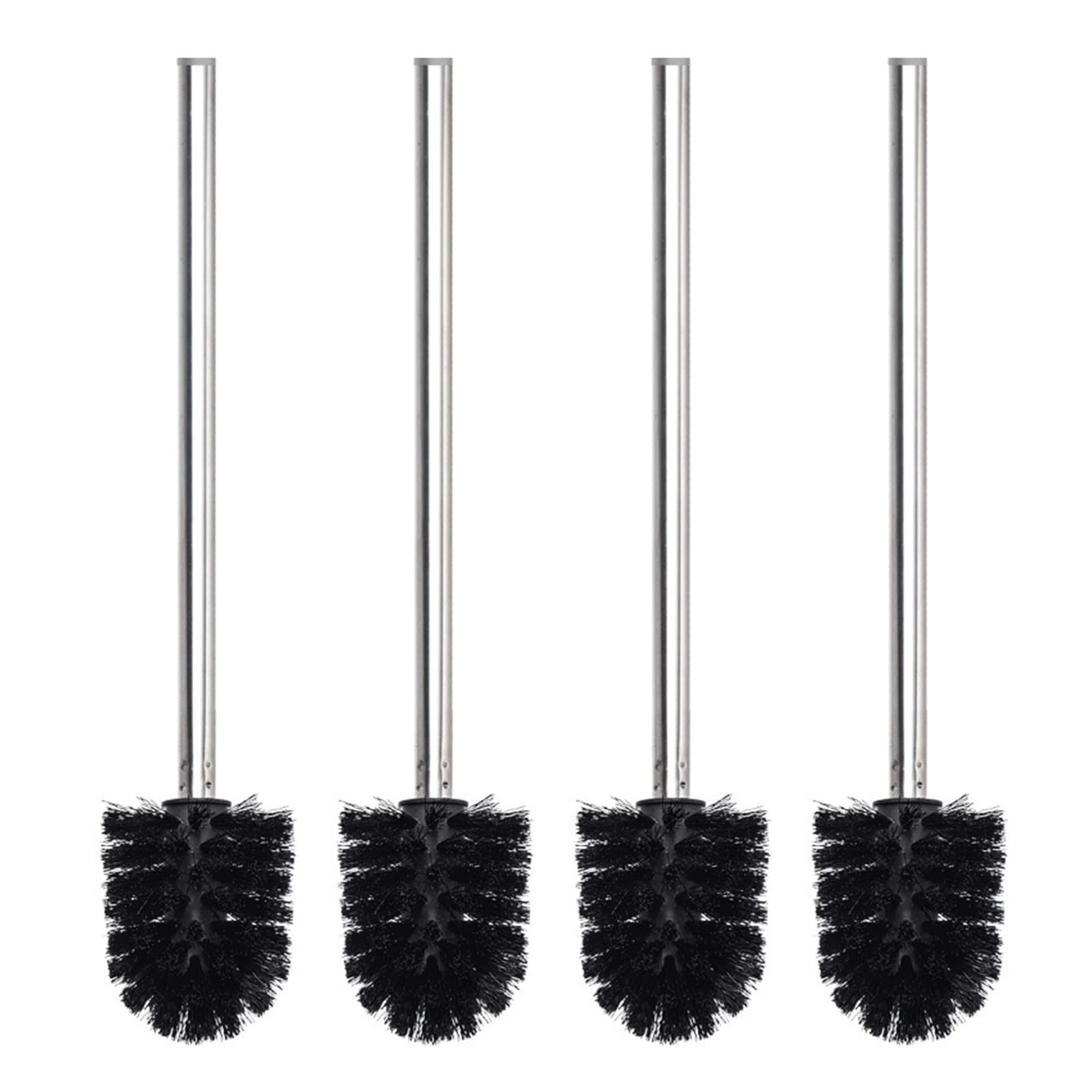 Yanwuwa Black 4Pcs Stainless Steels Handle Toilet Brush Bathroom Toilet Cleaning Replacement Brush Bowl Cleaner Tool Enduring Stainless Steels Handle