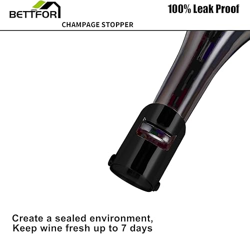 Miniatura 10 de Tapones de champán con protector de champán de acero inoxidable con silicona de grado alimenticio a prueba de fugas que se mantienen frescos,