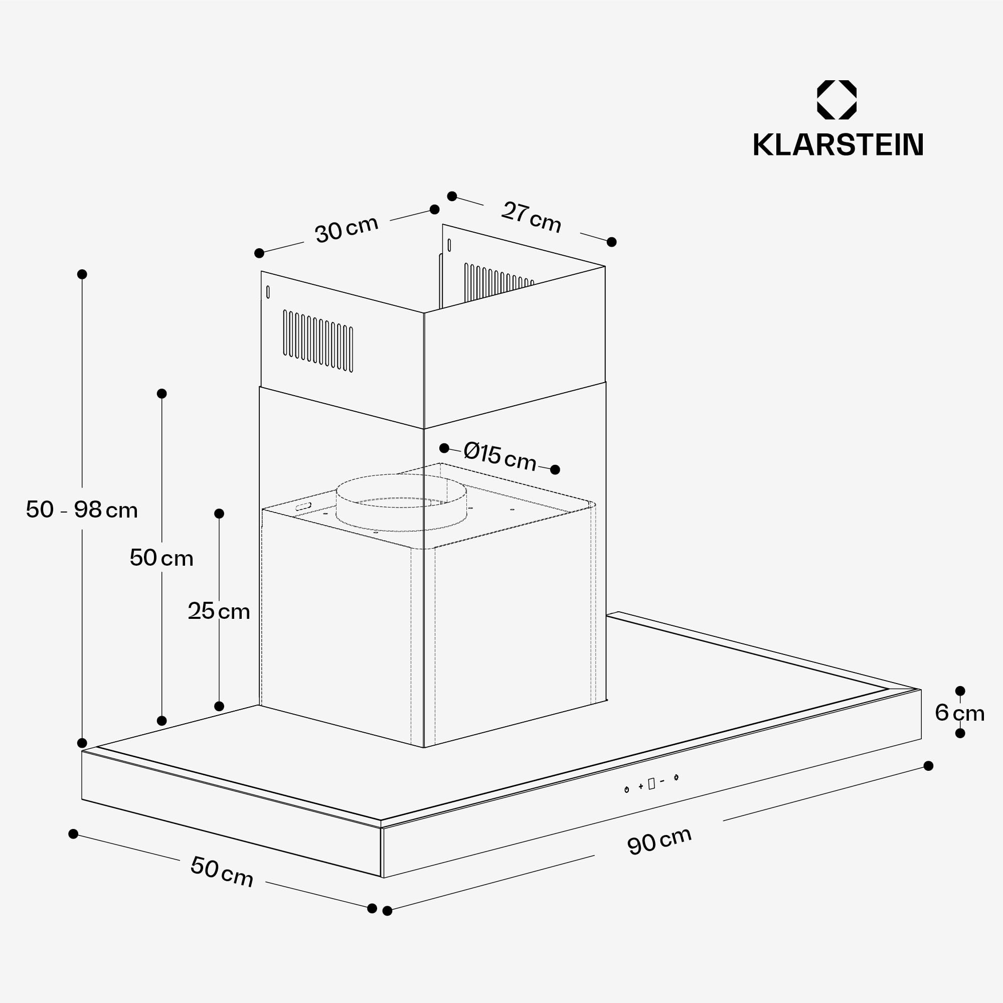 Klarstein ZenFusion T Hotte aspirante - 90 cm Hotte murale, Débit 885 m³/h Boost, Tactile, CEE A++, LED 4000 K, Silencieuse 47 dB, Noir, Air évacué & recyclé