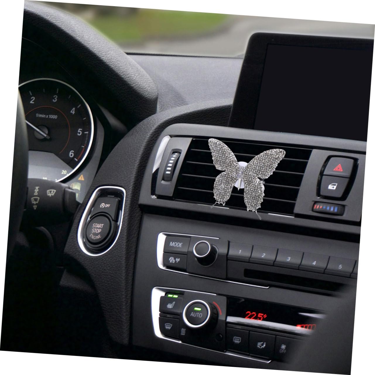GLEAVI 5pezzi Clip Diffusore Fragranza Auto Forma Di Farfalla Con Strass Decorazione Elegante Per Ventilazione Auto Per Atmosfera Rilassante e Profumata
