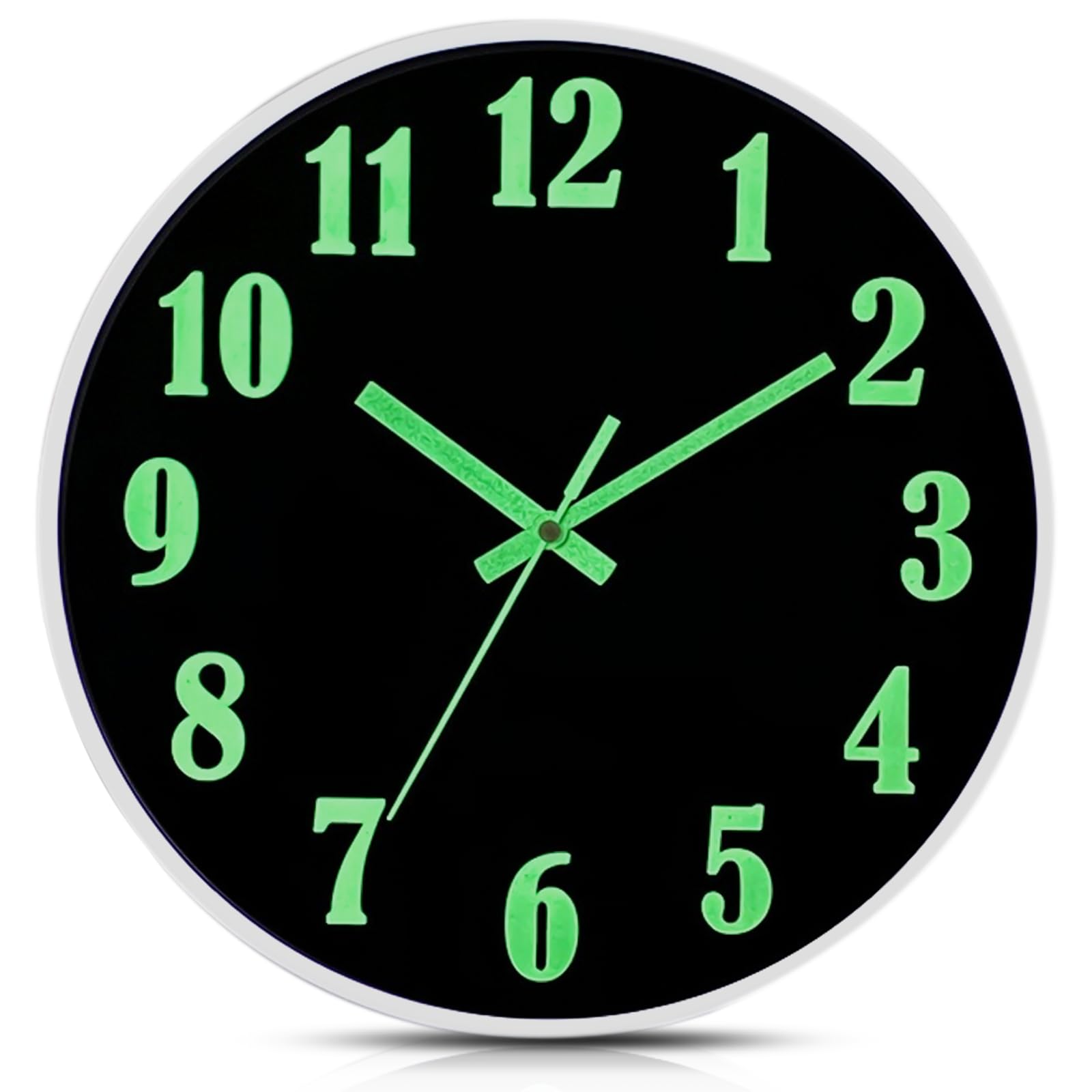 WIYETY Reloj de pared luminoso con luz nocturna, reloj de pared de 30 cm, con sonidos de tictac, números 3D, luminoso, funciona con pilas, fácil de leer, reloj de pared con números grandes para