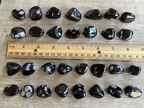 Image of GAF TREASURES 1 /2 LB Snowflake Obsidian Tumbled Stones, Polished Natural Snowflake Obsidian Gemstone, Snowflake Obsidian Healing Crystals (Snowflake Obsidian)