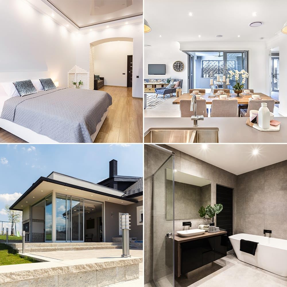 HOFTRONIC - 6er LED Einbaustrahler 360° Schwenkbar IP65 Wasserdicht Dimmbar 2700K Extra Warmweiß Deckenspot 3x8W 3x570LM Deckenstrahler Weiß 230V 40.000 Brennstuden für innen und außen und bad