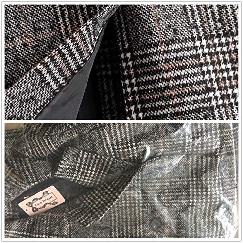 Face Dream Women Classic Lattice Winter Overcoat Lapel Double Breasted Woolen Long Coat4
