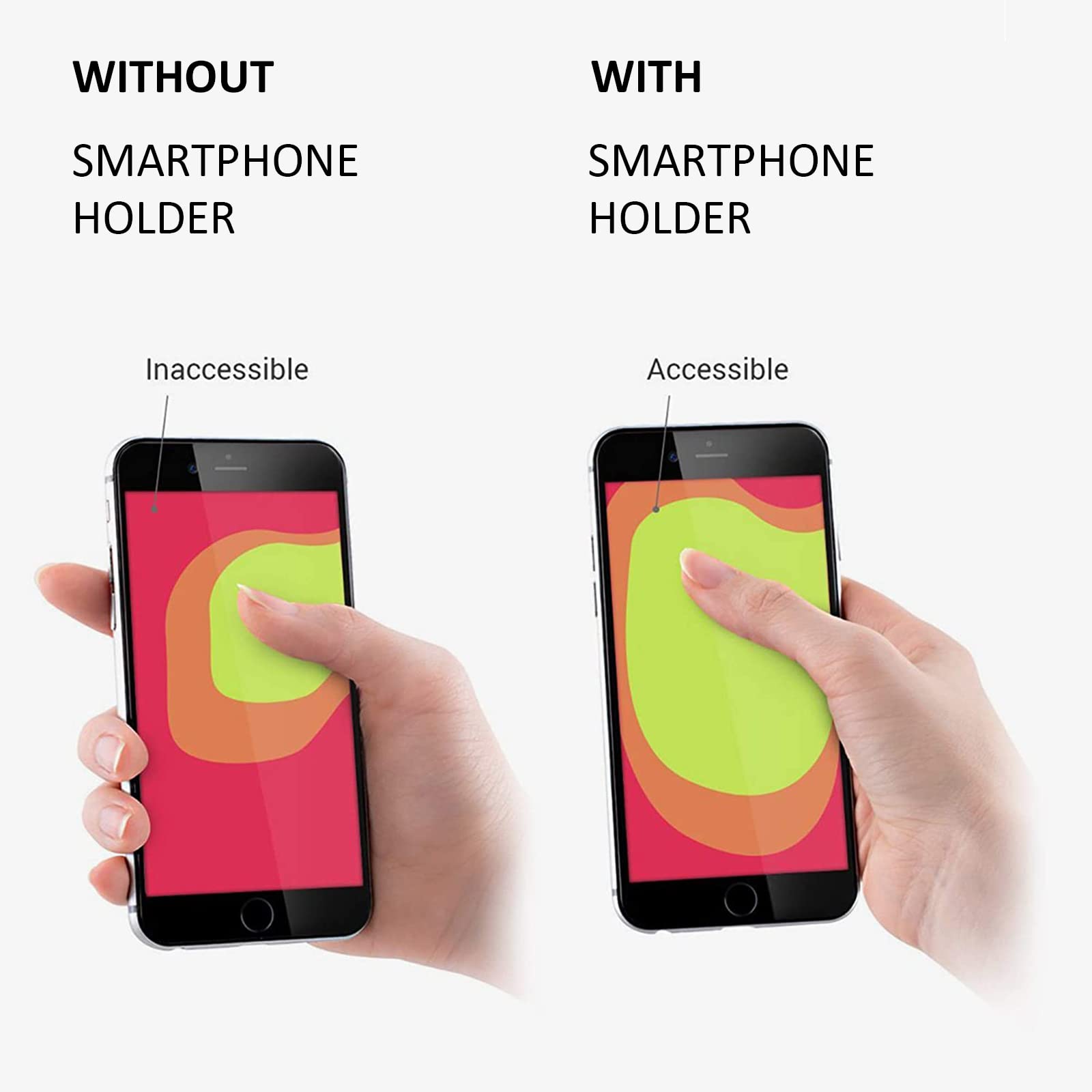 Molain 5 stuks telefoongrip, siliconen vingerriem - telescopische mobiele telefoonhouder voor alle smartphones (geel, paars, wit, groen, rood