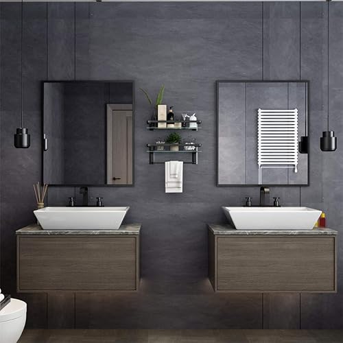 Miniatura 3 de Estante de baño de cristal con toallero VOLPONE resistente al óxido de metal montado en la pared estantes de almacenamiento para cocina y baño