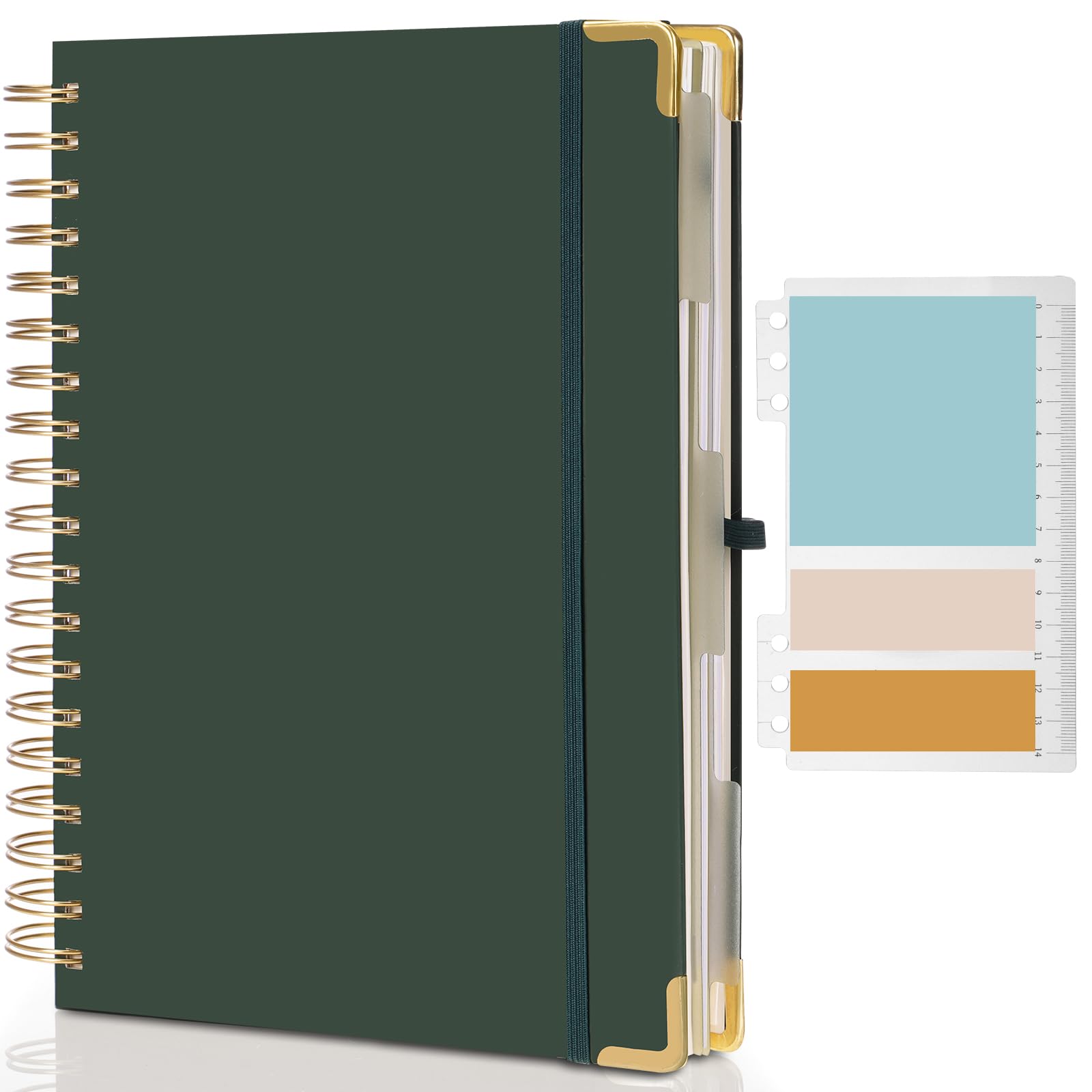 EOOUT Spiral Notebook, 7 x 10 Inches, B5 College Ruled Notebook with Dividers, 300 Page Hardcover Leather Notebook Journal, 3 Subject Notebook for Work, School