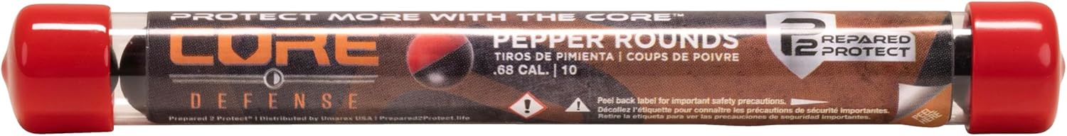 P2P Core Defense Pepper Rounds Non-Lethal Self Defense Ammo for Pepper and Paintball Guns, 68 Caliber