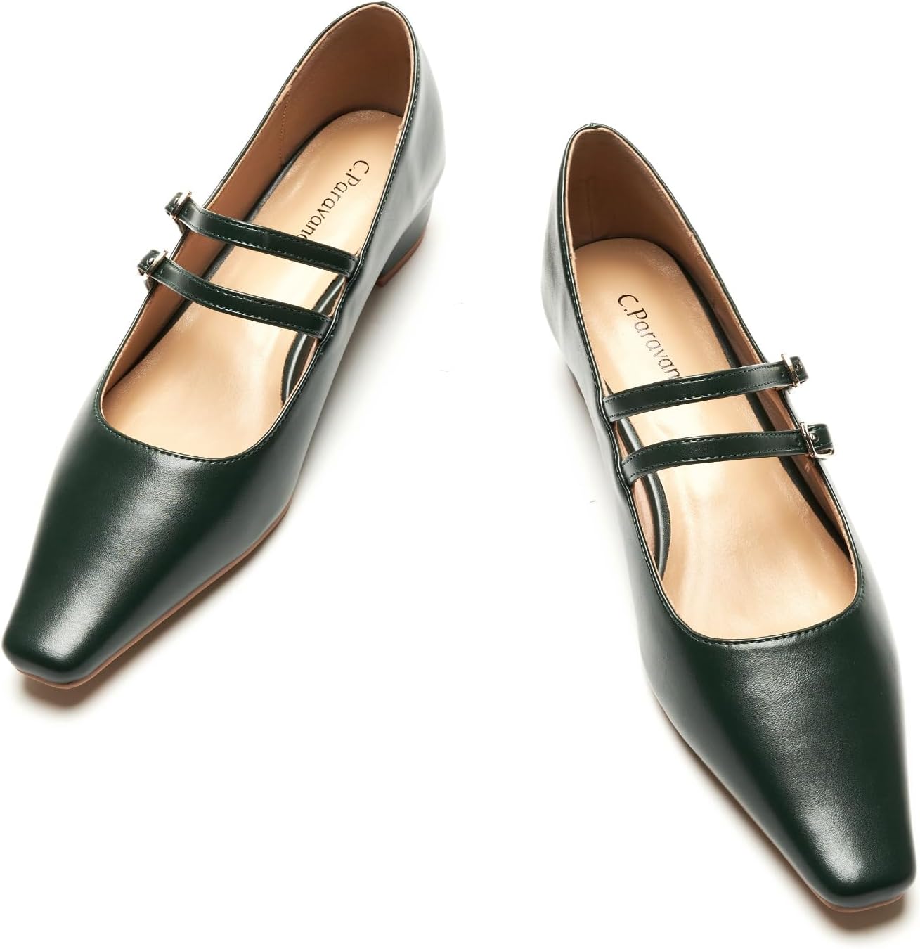 C.Paravano Women's Pumps Closed Toe Leather Pumps Square