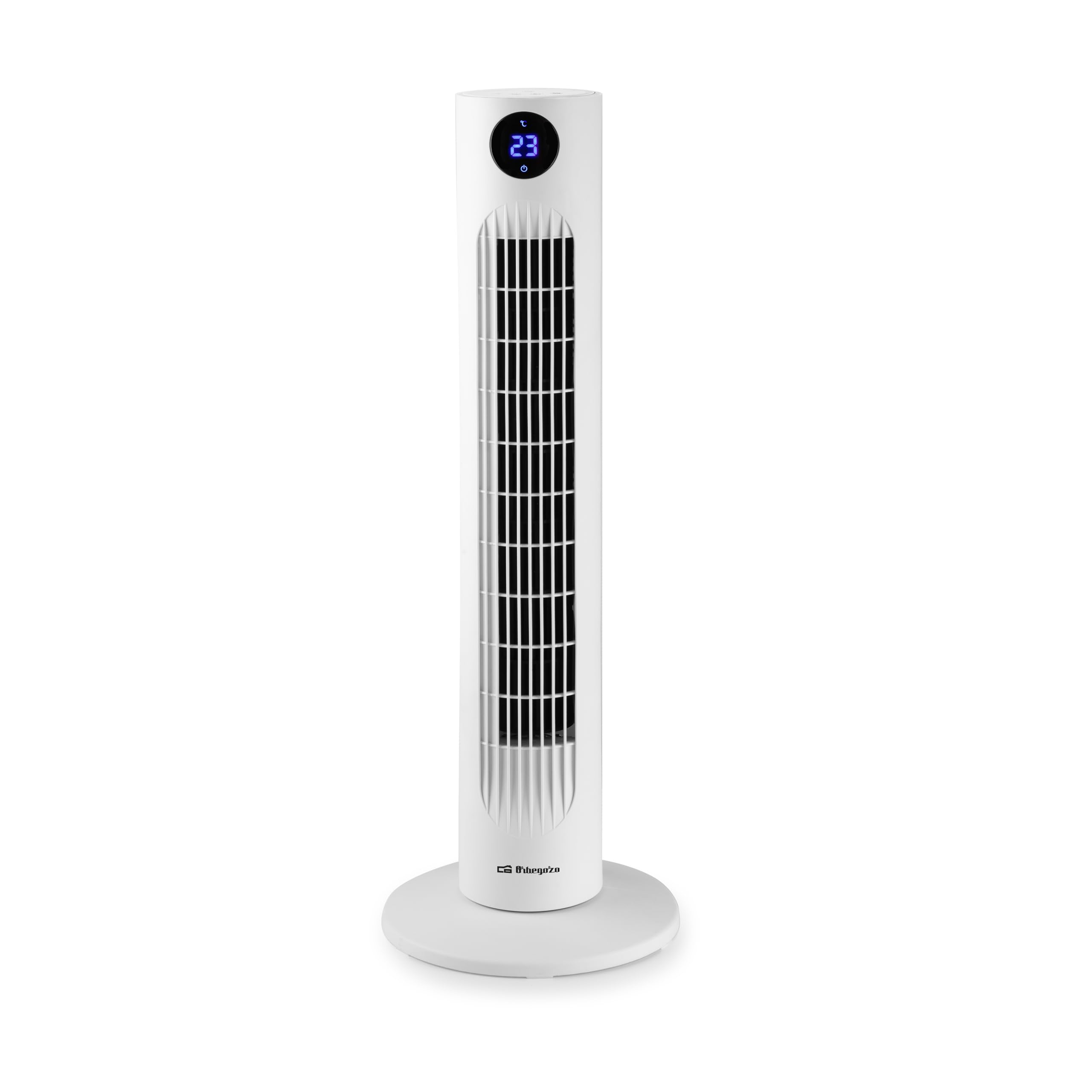 Orbegozo TWM 0960 Ventilador de torre 78 cm 60W 3 velocidades oscilante silencioso panel táctil mando a distancia temporizador 12h pantalla LED temperatura ambiente asa transporte pilotos luminosos
