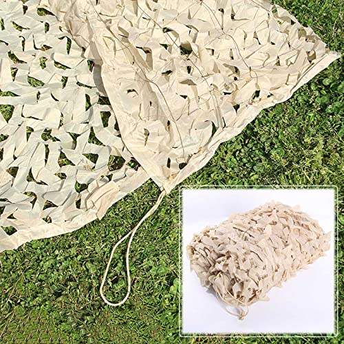 Jolan Beige Reinforced Camouflage Netting 2m 3m 4m 5m 6m 7m 8m 9m,Pergola Shade Net,Military Camouflage Net,Camo Netting for Hunting,Car Cover,Decoration,Light Sunscreen Net,Beige-6×7m(19.7 * 23ft)