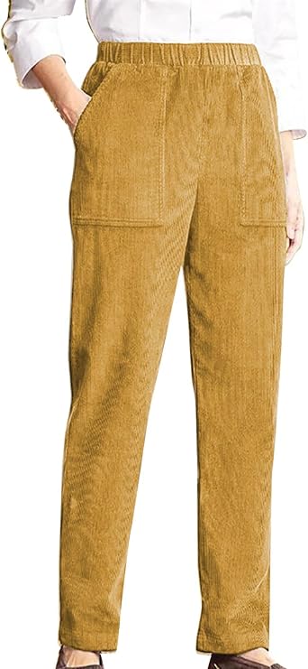 Pantalon Femme En Velours Côtelé - Taille Haute, Doublé Chaud, élastique, Large Coupe - Idéal Pour L'hiver, Loisirs, Décontracté