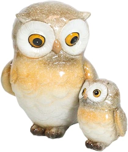 Ebros Gift Figura de familia de cuentos de sabiduría del bosque, búho y búho bebé, 5 pulgadas de alto, escultura de búhos nocturnos de la