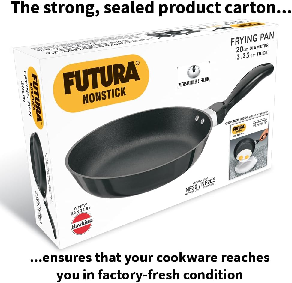 Hawkins Futura Non-Stick Frying Pan With Steel Lid, 22cm Black
