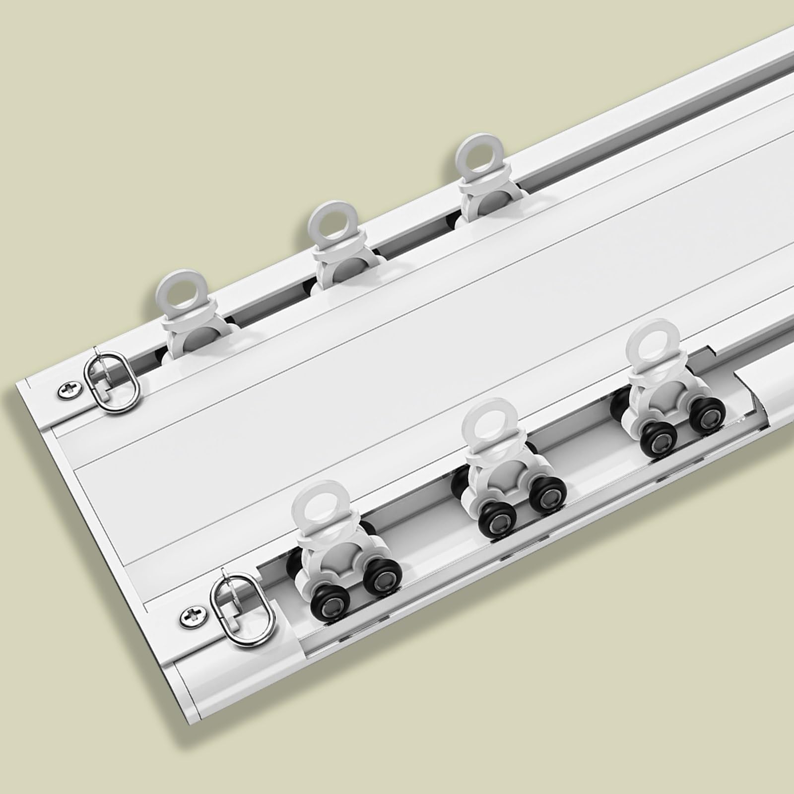 Rail de plafond en aluminium double avec roues silencieuses pour rideaux de chambre (6 m)
