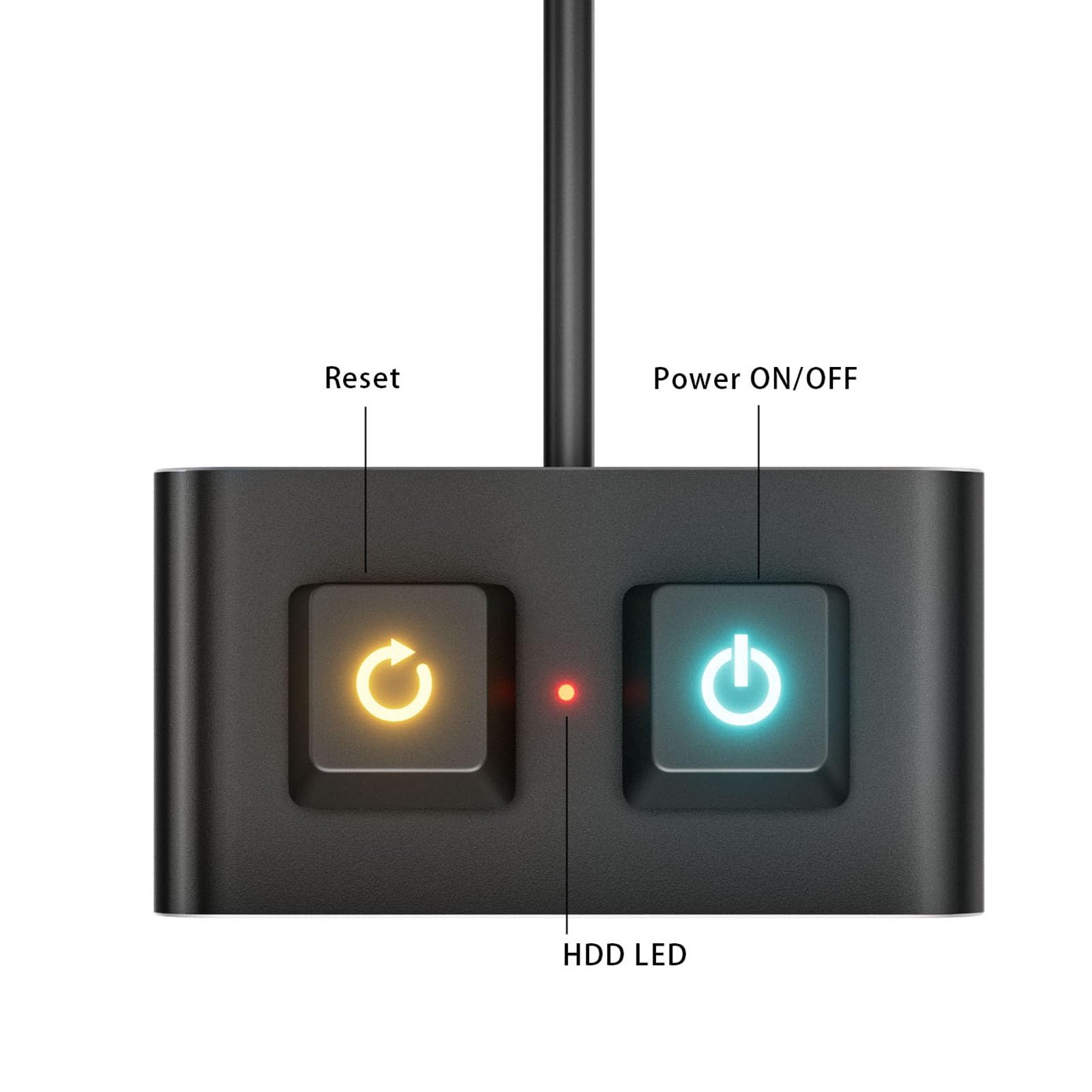 Zunate Przycisk Zasilania Komputera PC Light Mechaniczny Przełącznik RGB do Płyty Głównej Komputera Stacjonarnego, Kabel 2 M ON Off Reset SW HDD LED, Idealny do Użytku Domowego i Niestandardowych