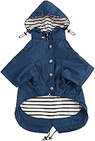 Vista 13 de Morezi - Impermeable para perro, con cierre frontal y botones reflectantes, resistente al agua/lluvia, cordón ajustable, capucha removible, para Rosa