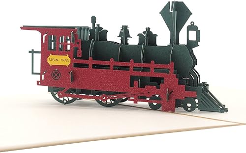 Miniatura 1 de Cute Star Tarjetas de felicitación 3D de tren retro con sobre, regalo para el día del padre, día de Acción de Gracias, cumpleaños, mejor deseo,