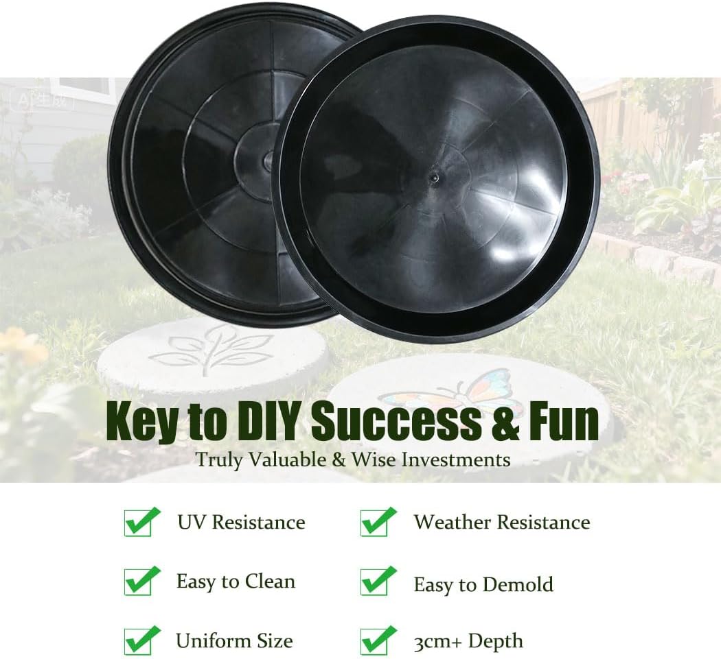 8 Pcs Stepping Stone Mold, Round Plastic Paver Molds for Concrete, Dia 15.1in/ 1.53 in Depth Cement Black Tray, Reusable DIY Form for Paving Garden Path, Walkway, Patio, Outdoor Landscaping image 5
